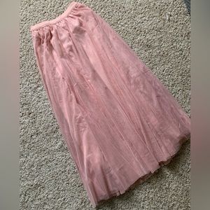 Rose pink tulle maxi skirt